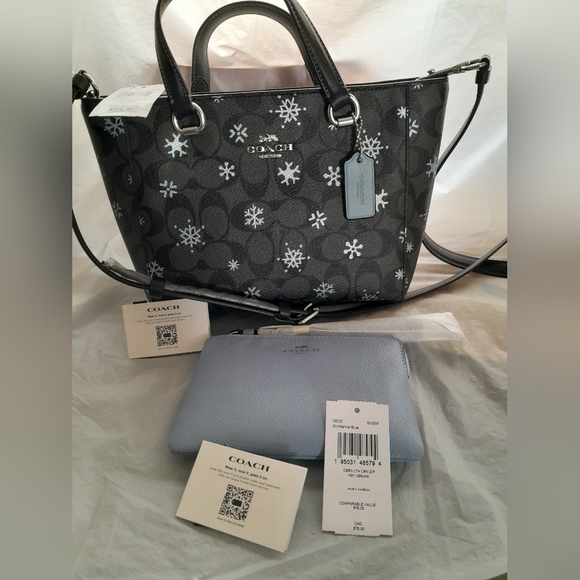Coach Handbags - New Coach Snowflake Print Satchel & Coach Blue Wristlet 🎉✨️FLASH SALE🎉✨️
